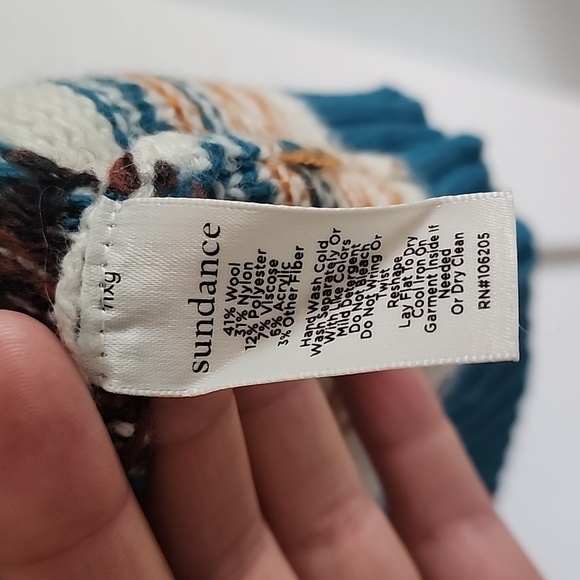 NWT Sundance Fair isle Scandinavian Wool Cardigan Sweater size Large - Picture 10 of 10